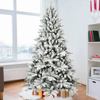 7FT Unlit Christmas Tree, Hinged Artificial Trees 1514 Premium PVC Branches
