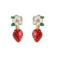 Enamel Glaze Hand Painted Strawberry Earrings
