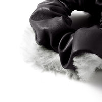 Faux Leather and Fur Scrunchie Set (2 Pcs)