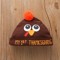 Children's Thanksgiving Turkey Fur Ball Cotton Three-piece Set
