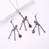 3pcs Halloween Skeleton Earrings And Necklace Set Creative Retro Personality Jewelry Accessories
