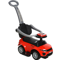 Kids 3 In 1 Push Car Ride-On Stroller Sliding Walking Toy With Horn Music Light Secure Bar For Boys Girls 1-3 Years Old Red
