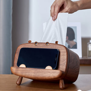 Solid Wood Creative Mobile Phone Holder Tissue Box Coasters