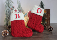 Woolen Knitted Christmas Letter Socks Decoration Pendant Gift Bag Stocking
