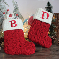 Woolen Knitted Christmas Letter Socks Decoration Pendant Gift Bag Stocking