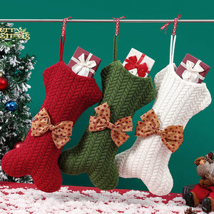 Knit Wool Dog Bone Christmas Stocking