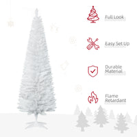 6ft White Christmas Tree, Slim Xmas Tree With Full Appearance, PVC 390 Branch Tips And Metal Stand, Artificial Christmas Tree, White
