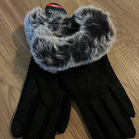 Stylish Touch Screen Fleece Lined Driving Gloves With Fur Trim