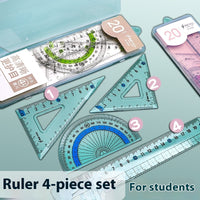 Youpai Ruler Sets Transparent Acrylic Drawing Four-piece Square Protractor
