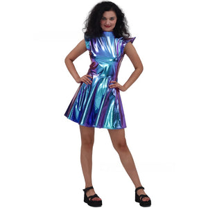 Patent Leather Iridescent Solid Color Costume Dress