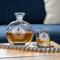 Royal Fleur De Lis Gift Set | Decanter and 2 Rocks Glasses