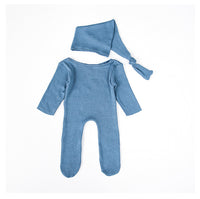 Newborn Photography Knitted Jumpsuit Long Tail Hat Two-piece Set
