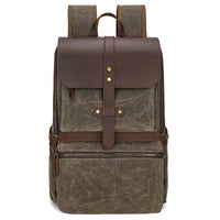 Waterproof Batik Canvas & Leather Men's Backpack
