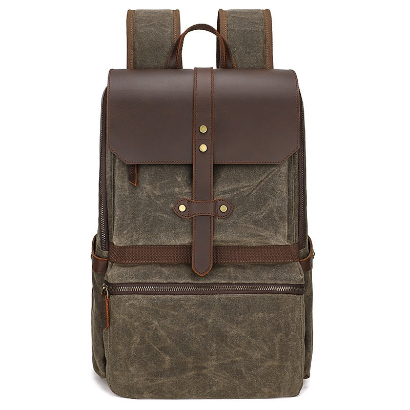 Waterproof Batik Canvas & Leather Men's Backpack