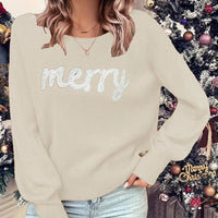Knitted Women Crew Neck Sweater Loose Pullover Christmas Sweater
