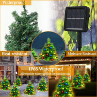 3SET 1 TOW 2 Solar Christmas Tree, Solar Powered Pathway Christmas Tree With Multicolored LED Lights