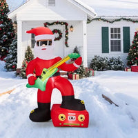 Dropship 7.5FT Lighted Christmas Inflatable Decoration, Inflatable Black Santa Playing Electric Guitar, Funny Blow Up Yard Decorations With Built-in LED Lights For Holiday Party Front Yard Lawn Garde

