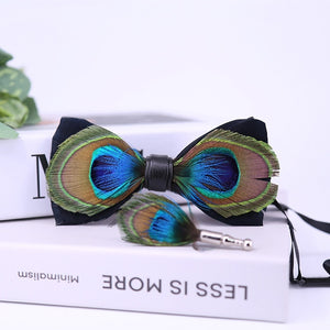 Peacock Feather Bow Tie