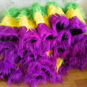 Mardi Gras Carnival Long Hair Fuzzy Leg Warmers