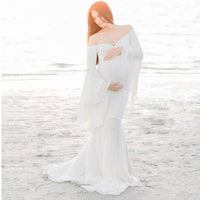 Maternity Ruffle Sleeve Trailing Dress Long Dress Photography Dress
