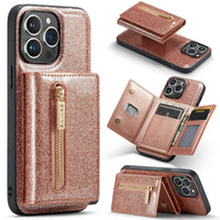 Two-in-one Magnetic Glitter Leather Wallet iPhone Case