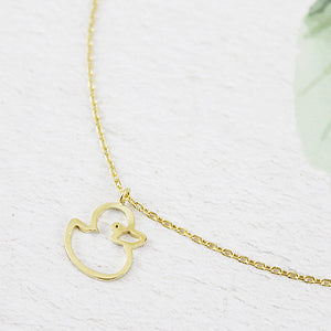 Cute Hollow Little Duck Sweet Pendant Necklace