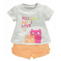 Summer Air-Conditioned Cartoon Kitten Short-Sleeve Home Pajama Set
