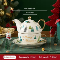 Gift Box British Teapot Gold-plated Coffee Set Ceramic Tea Set Christmas Gift
