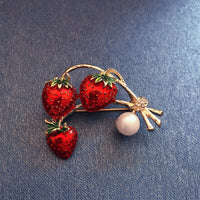 Sweet And Lovely Flower Strawberry Brooch