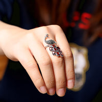 Silver Jewelry Women's Peacock Pomegranate Ring