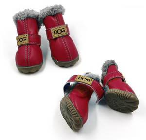 PU Leather Suede Dog Snow Boots