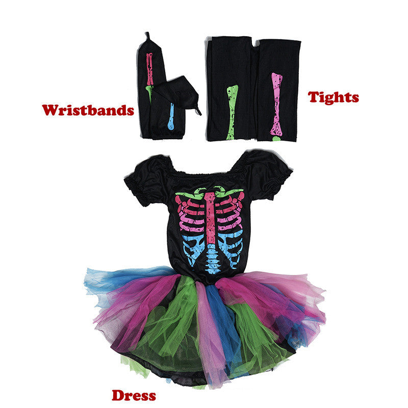 Neon Pastel Rainbow Skeleton Costume (Child)