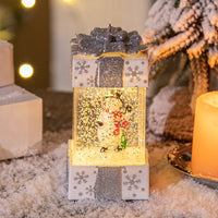 Christmas Gift Box Snow Globe Ornament Lights