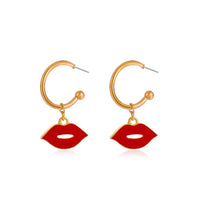 Creative Red Lips Earrings Female Fashion