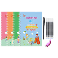 Children's Groove English Calligraphy Practice Board French German Painting Magic English Stickers Copy Control Pen Training Book
