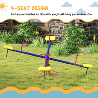 4 Seat Kids Seesaw Spinning Teeter Totter With 360  Rotation, Outdoor Playground Equipment, 88 Lbs, For 3-8 Years Old, Multicolor