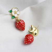 Enamel Glaze Hand Painted Strawberry Earrings