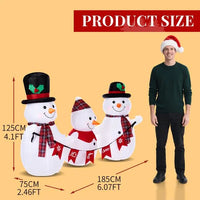 6.2FT Lighted Christmas Inflatable Decoration, Inflatable Snowman Family With Bunting, Funny Blow Up Yard Decorations With Built-in LED Lights For Holiday Party Front Yard Lawn Garden Decor
