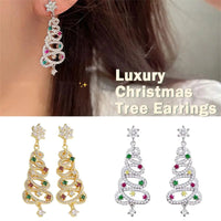 New Full Inlaid Colorful Zircon Christmas Tree Tassel Earrings
