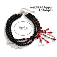 Halloween Blood Drop Tassel Pearl Crystal Necklace
