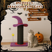 Wizard Witch Hat Cat Scratching Post With Spring Ball Toy For Indoor Cats
