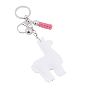 Bling Crystal White Llama Tassel Keychain