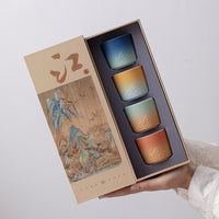 Tea Cup Gradient Color Master Cup Gift Box With Hand Gift Tea Set