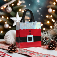 Christmas Gift Bags With Handles, Non-woven Fabric Bag, Santa Suit Design (30 Pcs)