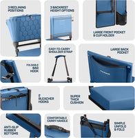 Alpcour Folding Reclining Stadium Seat With Back Support For Bleachers
