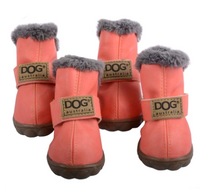 PU Leather Suede Dog Snow Boots
