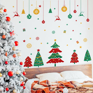 Christmas Tree Bell Snowflake Hand Painted Christmas Wall Decals