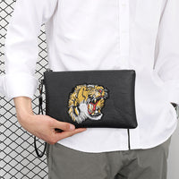 Tiger Head Embroidered Clutch