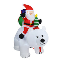 Papá Noel inflable montando oso Polar 2M inflable de Navidad decoración de jardín interior y exterior
