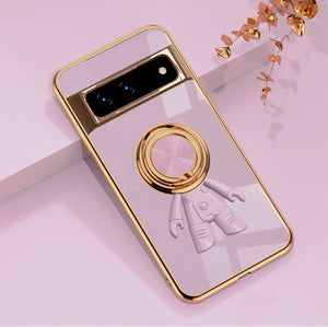 Creative Astronaut Ring Bracket Spaceman Electroplated Silicone Google Pixel Protective Case